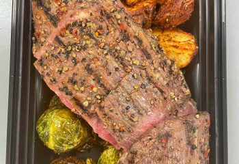 Grass Fed Steak, Roasted Reds & Brussels