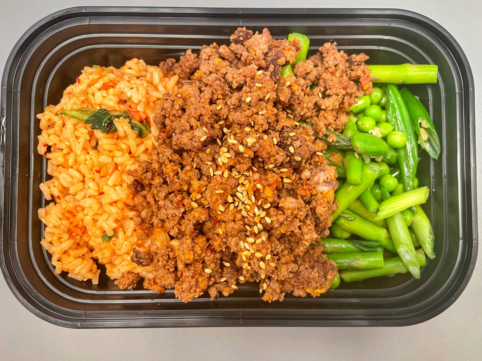 Ground Beef & Kimchi Rice Bowl with Spring Veggies FITfoodNJ