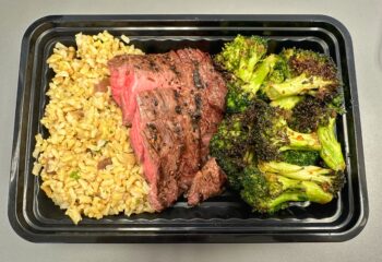 Grass Fed Steak with Brown Rice Pilaf & Broccoli