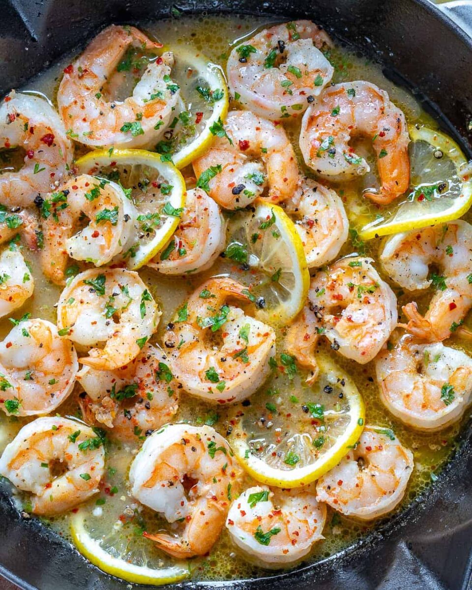 Lemon Garlic Shrimp, White Rice, Brussels - FITfoodNJ