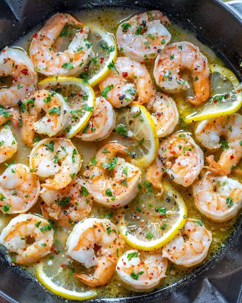 Lemon Garlic Shrimp, White Rice, Brussels FITfoodNJ