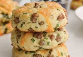 High-Protein Sausage, Cheddar & Chive Breakfast Biscuits