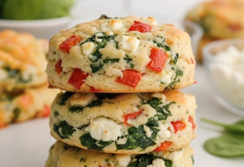 High-Protein Sun Dried Tomato, Spinach & Feta Breakfast Biscuits High-Protein Sun Dried Tomato, Spinach & Feta Breakfast Biscuits