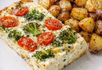 “White Pie” Frittata with Ricotta, Mozzarella & Roasted Broccoli “White Pie” Frittata with Ricotta, Mozzarella & Roasted Broccoli