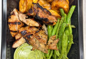 Caribbean Jerk Chicken with Plantains & Cool Cilantro Sauce