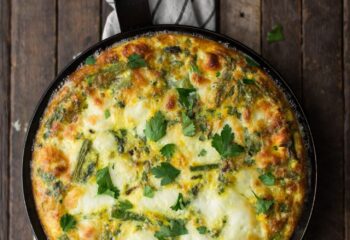 NJ Asparagus, Spring Onion, Goat Cheese & Herbs Frittata