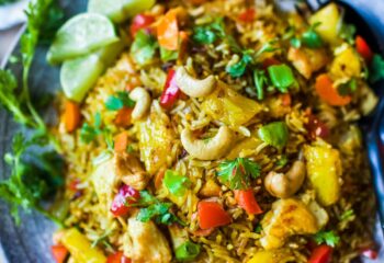 Golden Pineapple Cashew "Fried" Rice with Chicken